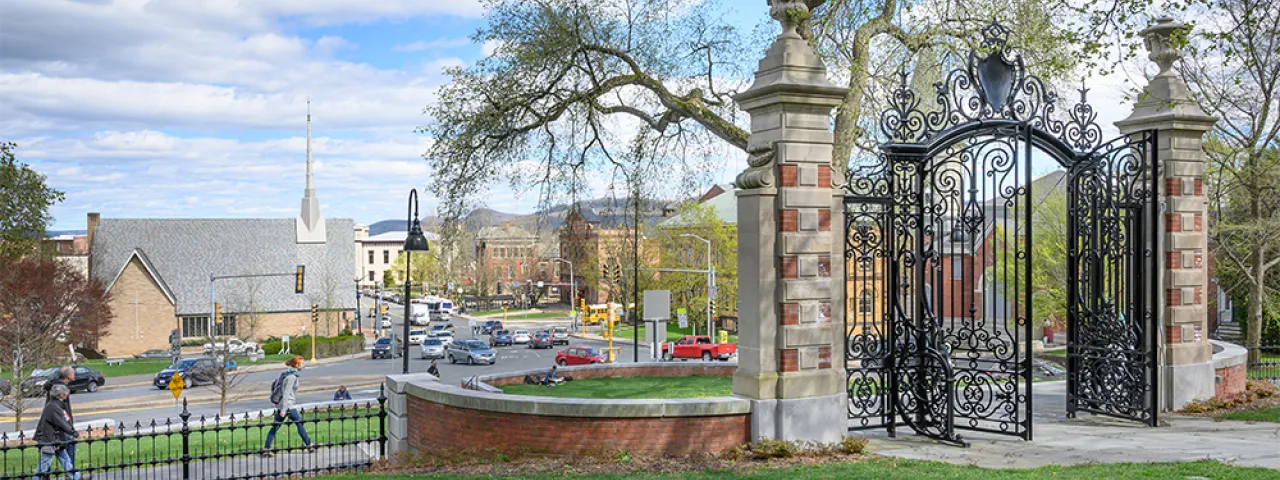 View from the Grecourt Gates looking toward downtown Northampton