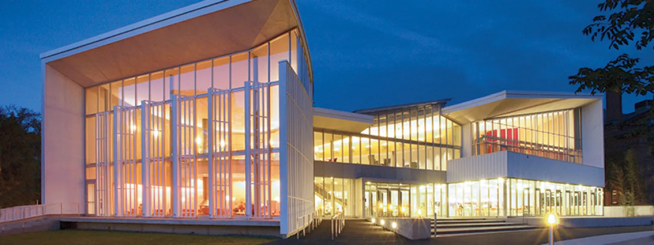 Exterior of the Campus Center at night