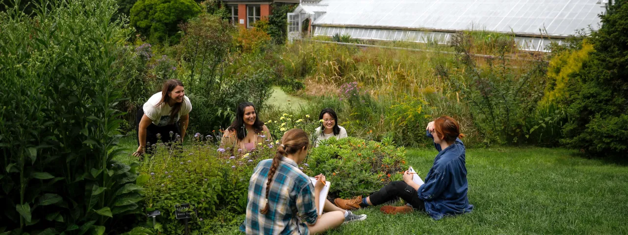 students in garden