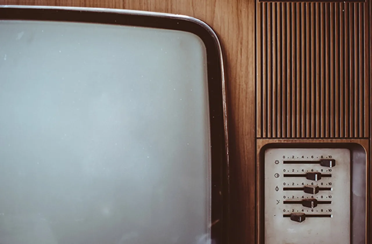 Closeup of an old television set