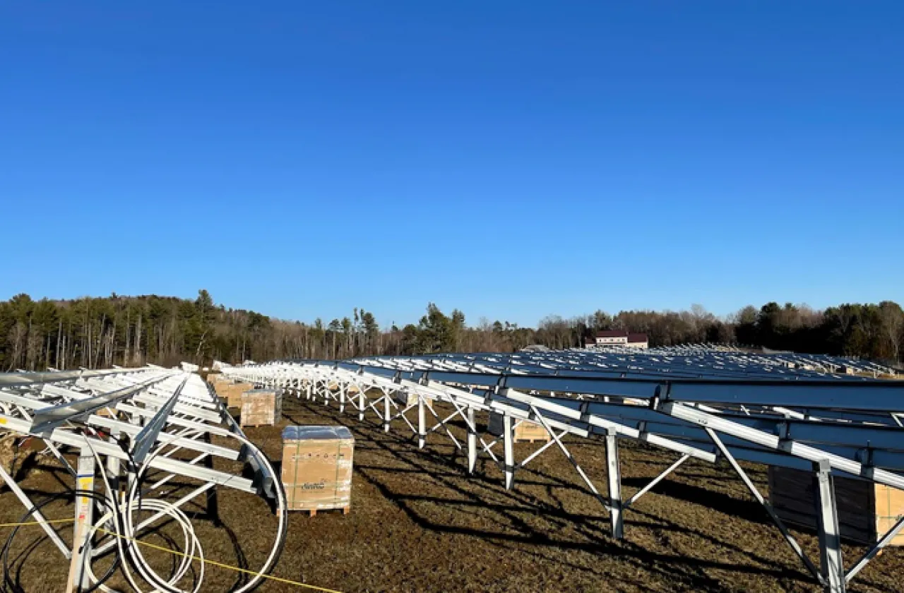 Farmington solar power array under construction.