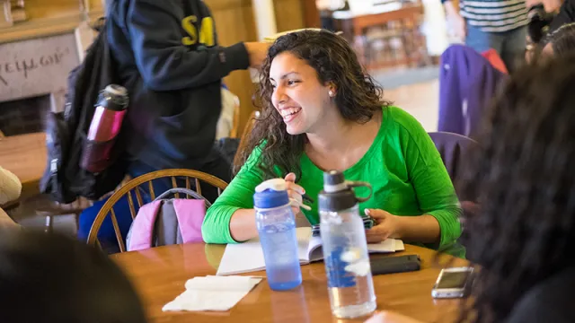 Students at a dining table in Tyler House