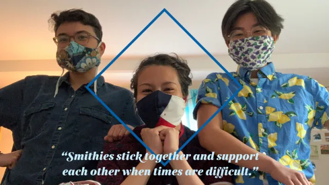 Amelia Windorski and two friends wearing masks