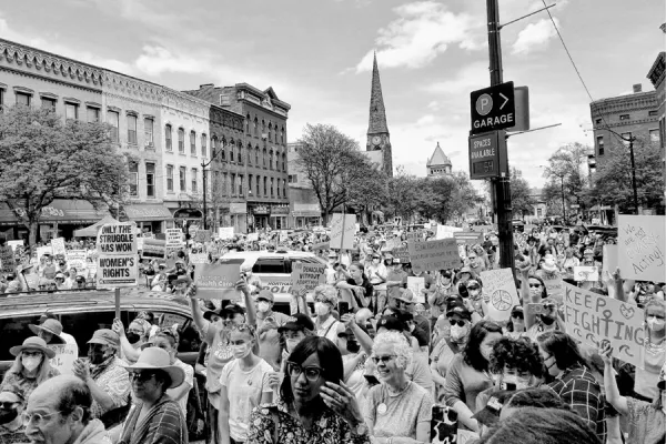 Hundreds participate in the May 14 Bans Off Our Bodies rally in Northampton.