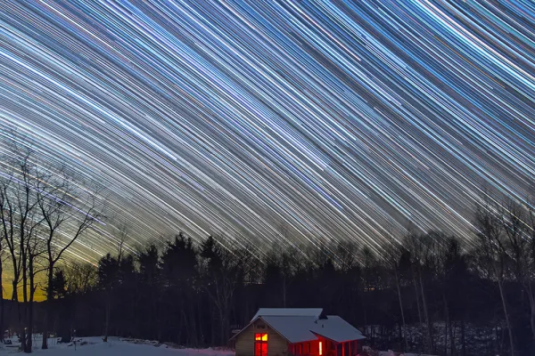 Night Photo of the MacLeish Field Station’s Bechtel Environmetnal Classroom