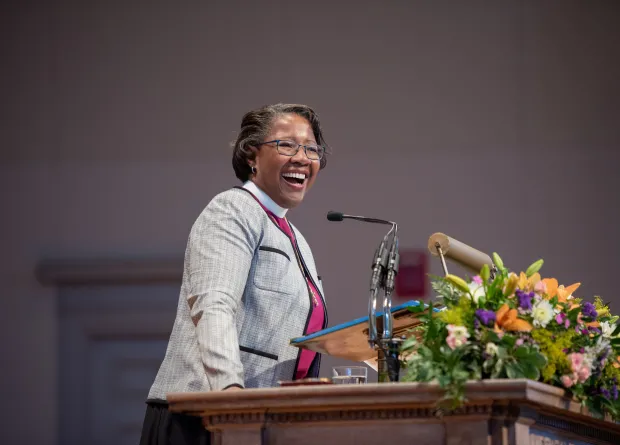 Rt. Rev. Jennifer Baskerville-Burrows '88 at the 2020 Rally Day Convocation.