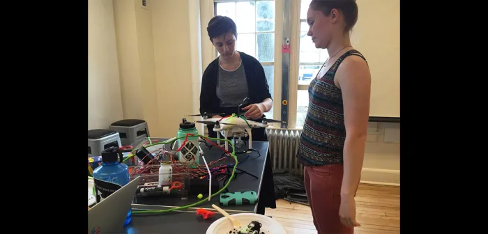 Students working on creating a drone prototype