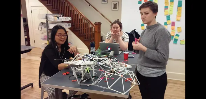 Students working on creating a drone prototype