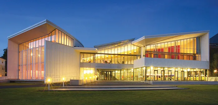 View of the Smith College Campus Center at night