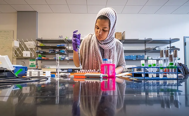 Student in engineering lab