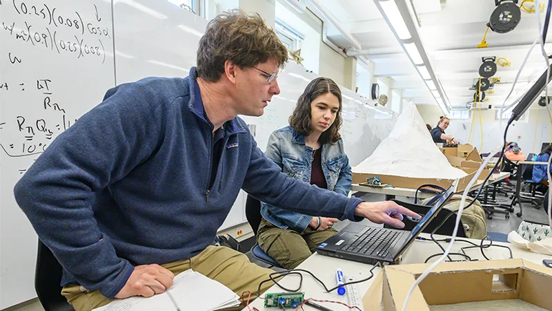 A professor and student working together