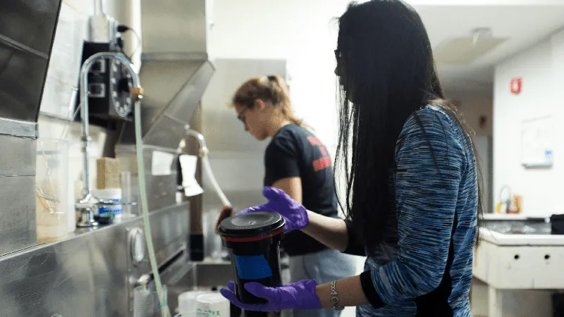 Students processing film