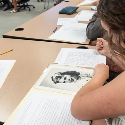 Students studying Sylvia Plath in class