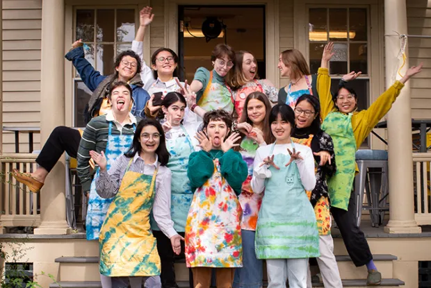 A group photo of the Design Thinking Partners. Left to right: Back row: Emily, Nermine, Emily, Annie, Millie, Kathy. Middle row: Bailey, Ariel, Juli, Erica. Front row: Margaret, Emma, Yuhan. Not pictured: Sydney, Katie